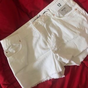 White Mid Rise Shorts